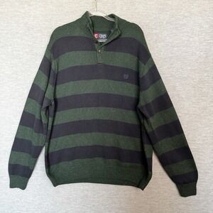 CHAPS Ralph‎ Lauren Mock-neck Sweater Men's Size XXL Green Navy Rugby Stripe